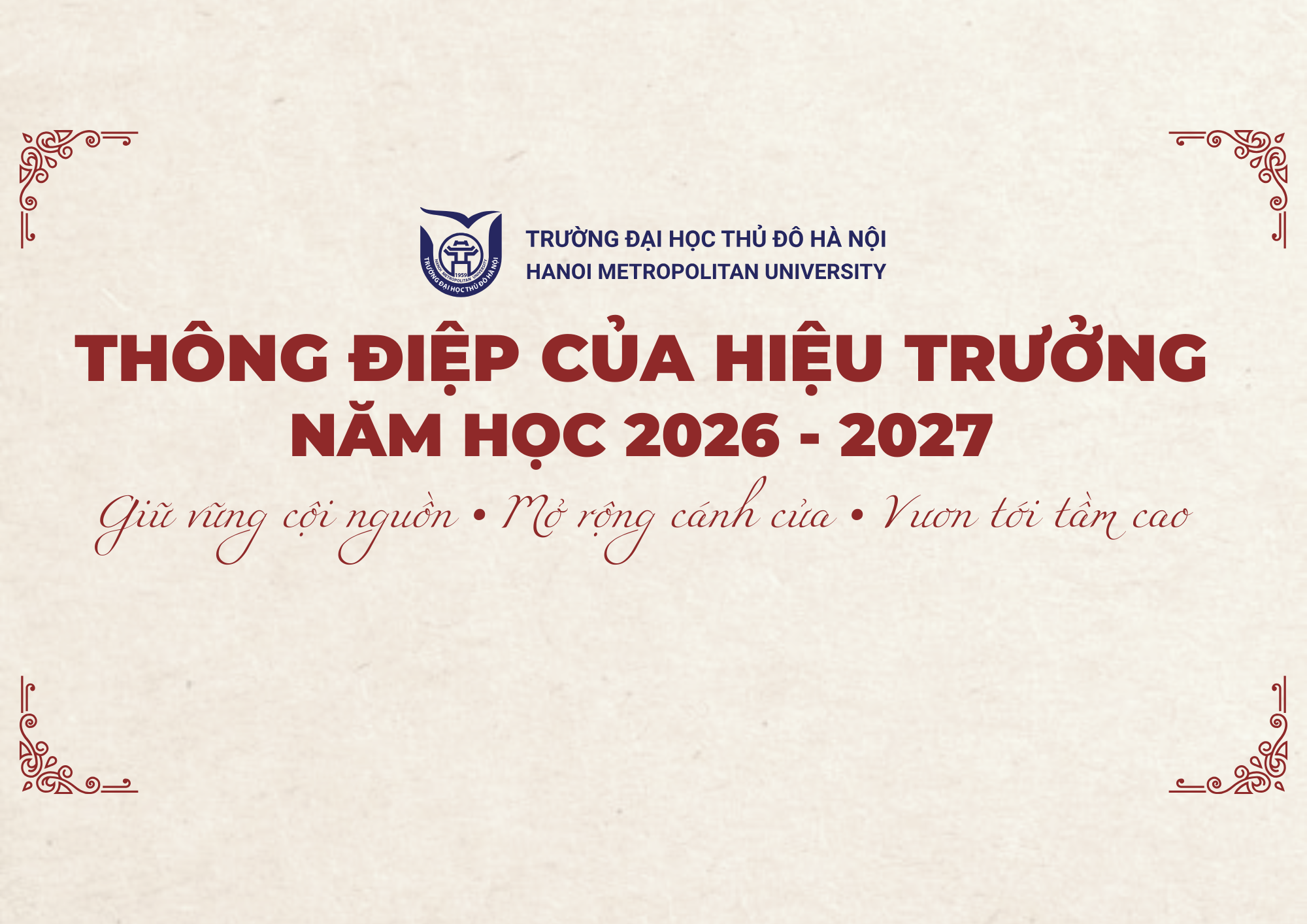 Thông điệp năm học 2026 - 2027 của Hiệu trưởng