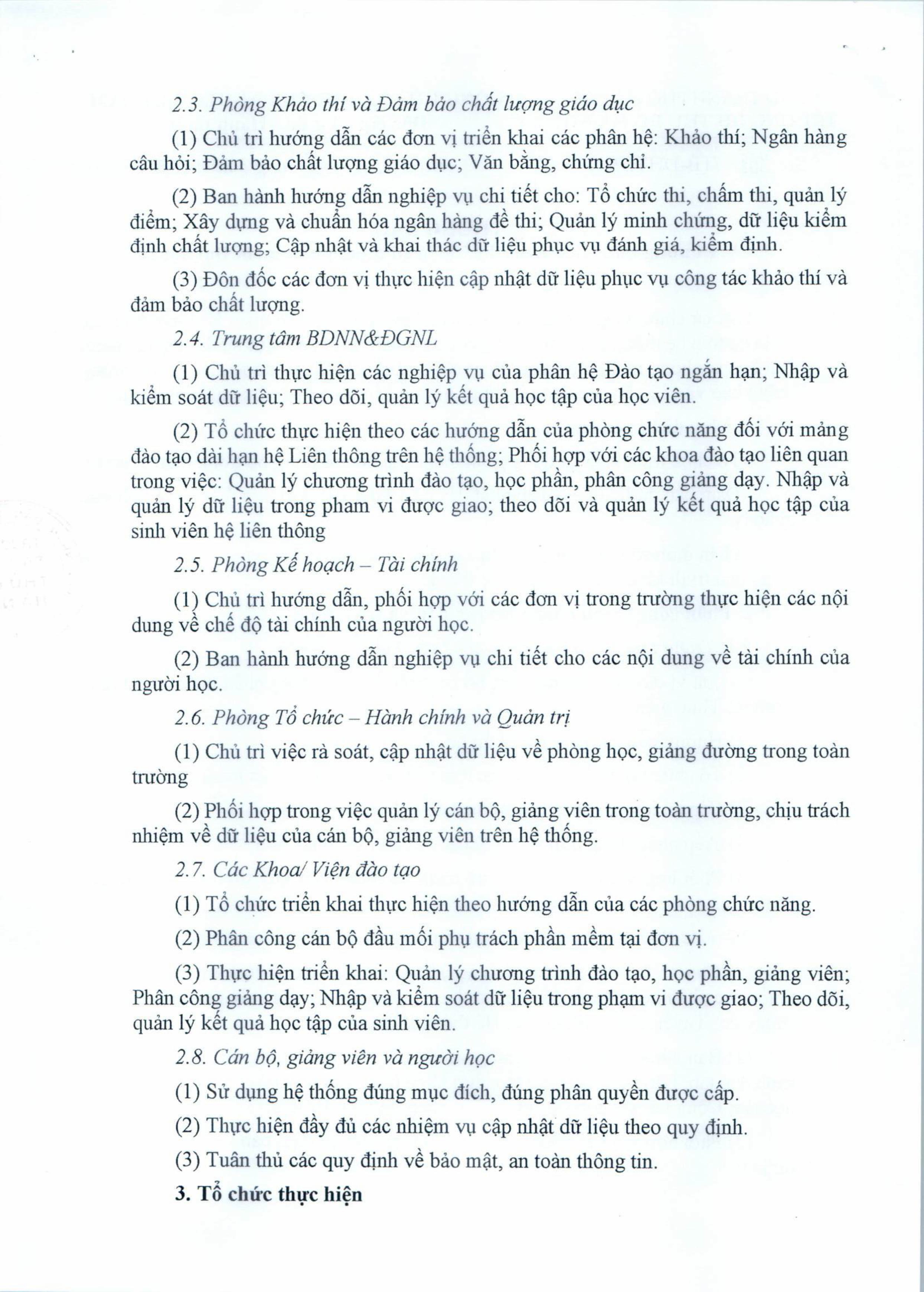 Thông báo hướng dẫn thực hiện sử dụng phần mềm đại học số