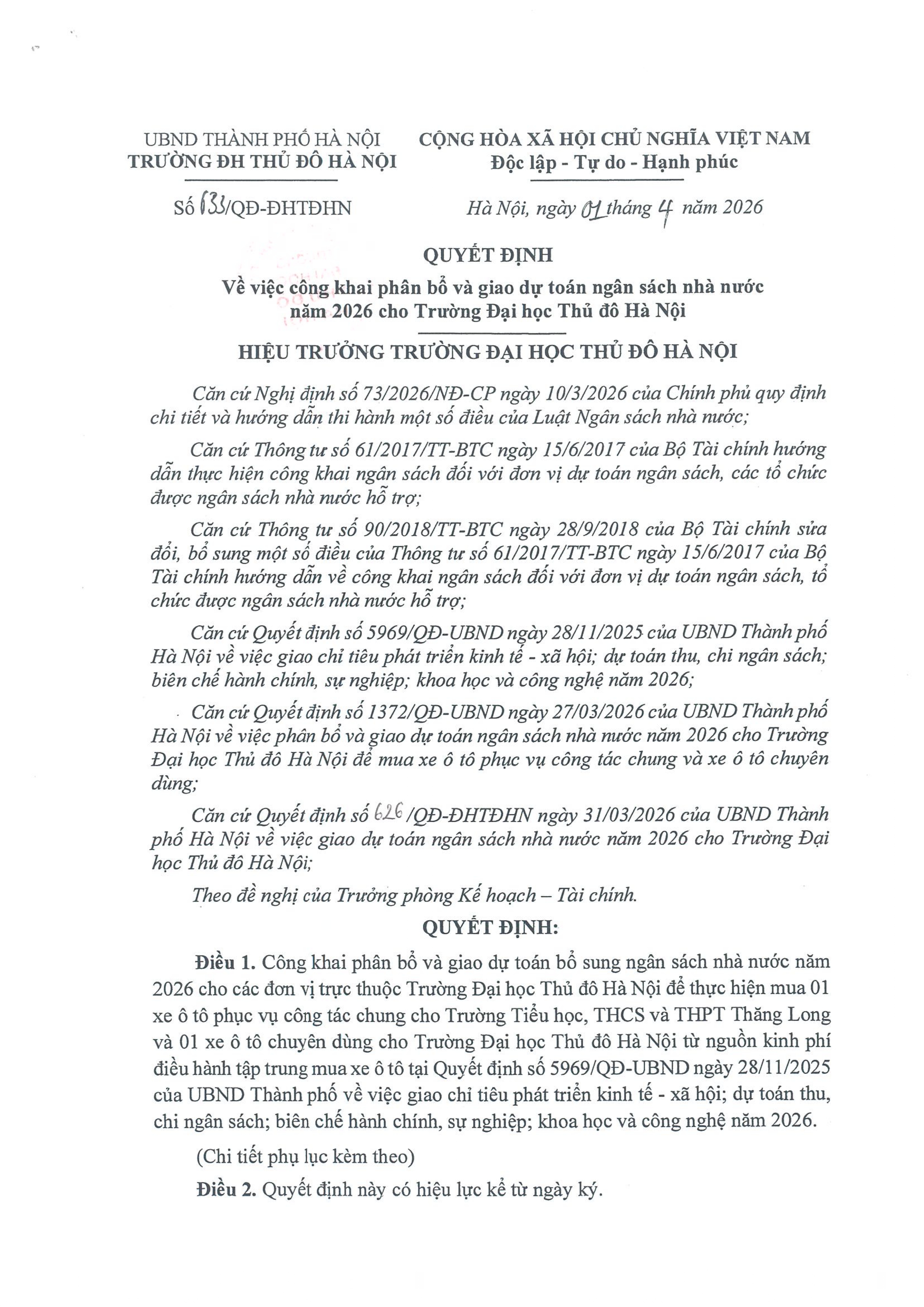 phân bổ và giao dự toán ngân sách nhà nước