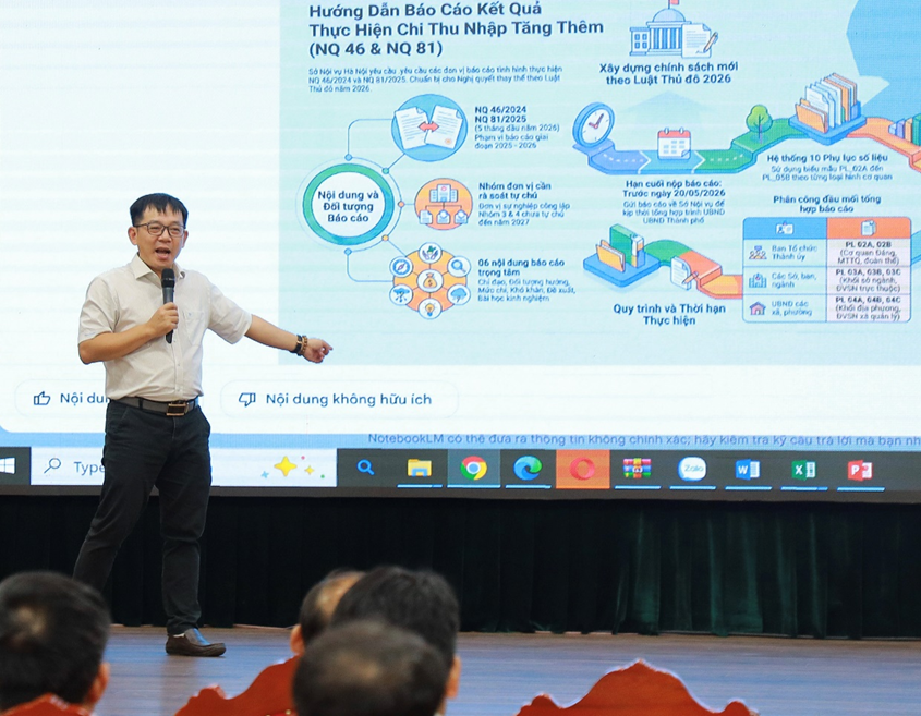 TS. Phạm Ngọc Sơn, Phó Trưởng phòng QLĐT & CTHSSV, Trường Đại học Thủ đô Hà Nội trình bày chuyên đề trong khuôn khổ lớp bồi dưỡng năng lực số cơ bản.
